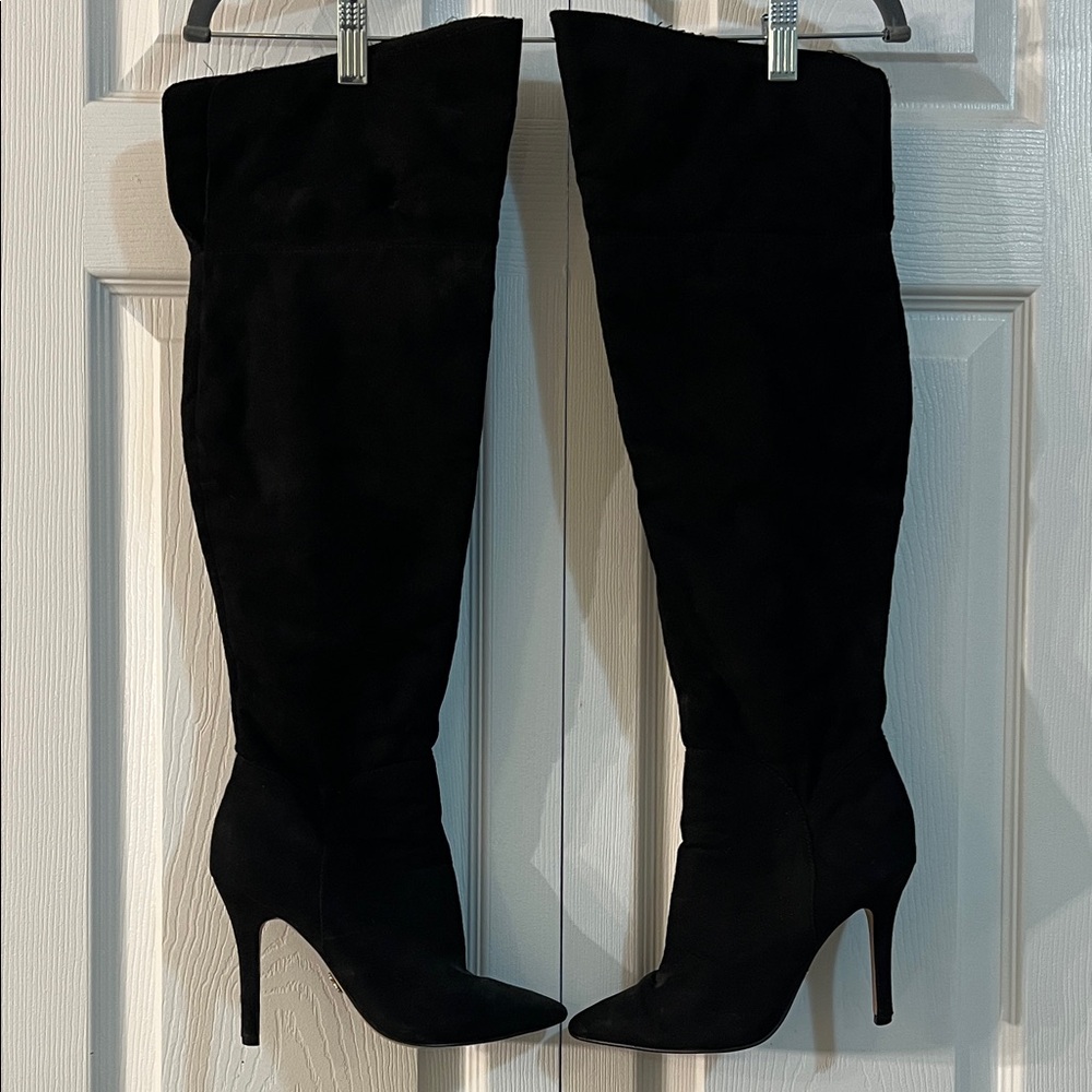 Black Suede Over the Knee Boots for Women